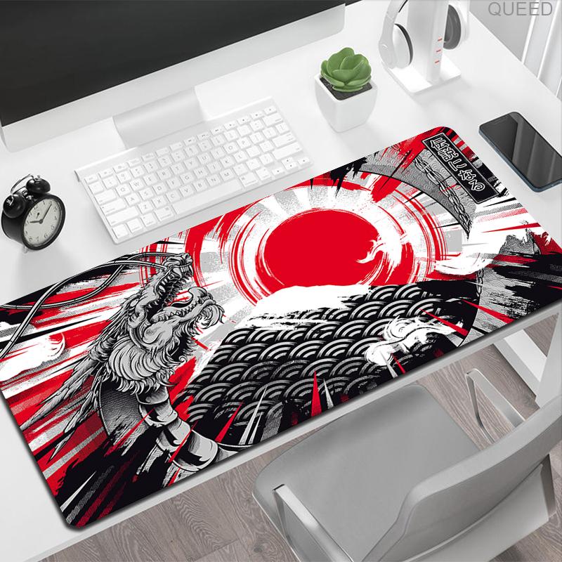 Tappetino per Mouse Japan Art Bianco e Nero Grandi Onde Gaming XL HD Nuovo Tappetino Mouse XXL Tappetino da Gioco Ufficio Computer Antiscivolo Tappetino Grande per Mouse