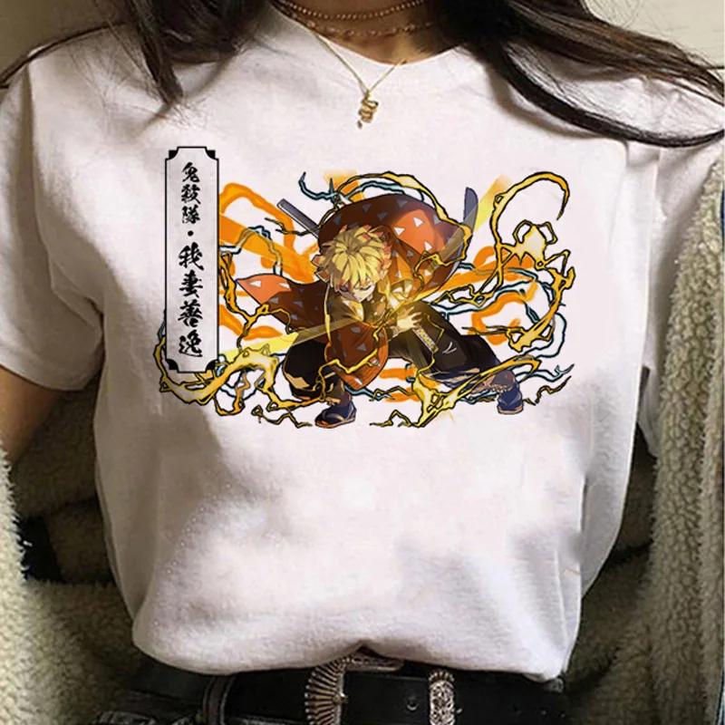 ZX TEE 3D Printing Japanese Anime Demon Slayer Lady Short Sleeved Cute Cartoon Printing T-Shirt Anime Harajuku Pattern Womens T-shirt