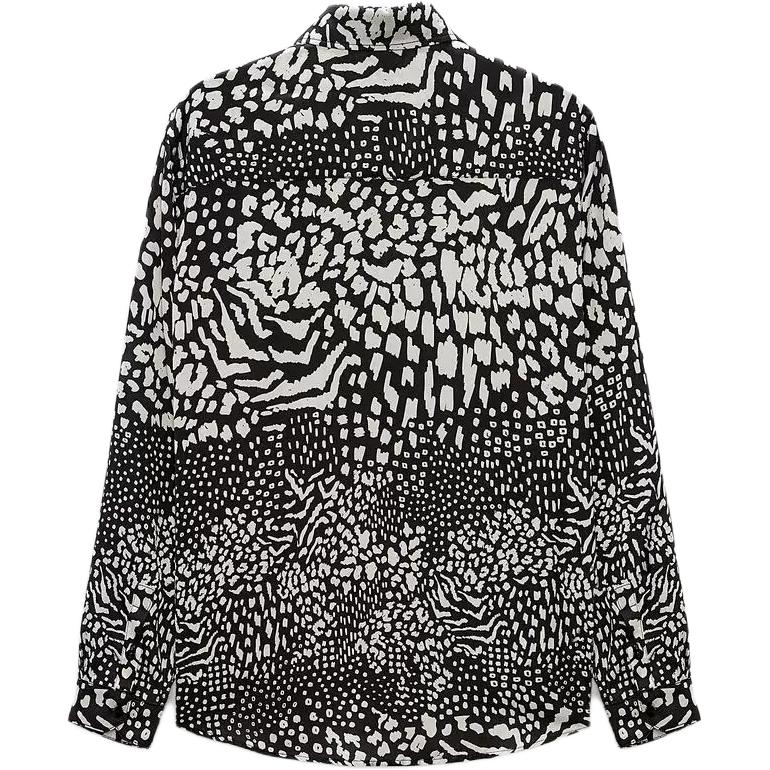 Zara Повседневная рубашка с длинным рукавом с принтом животных, мужские рубашки, черная 6917341-800