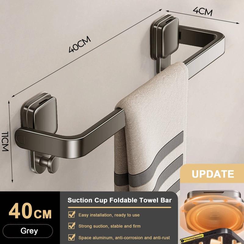 30cm 40cm 50cm Suction Cup Towel Bar Foldable Bathroom Towel Rack Easy Install for Tile Wall