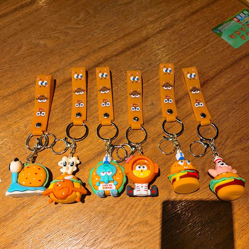 Hamburg SpongeBob Cartoon Cute Doll Car Keychain Couple's Bag Keychain Kawaii Cute Personalized Gifts Y2k Fashion Toys Anime