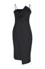 Women's Style Plus Size Black Fitted Asymmetrical Cut Woven Dress
