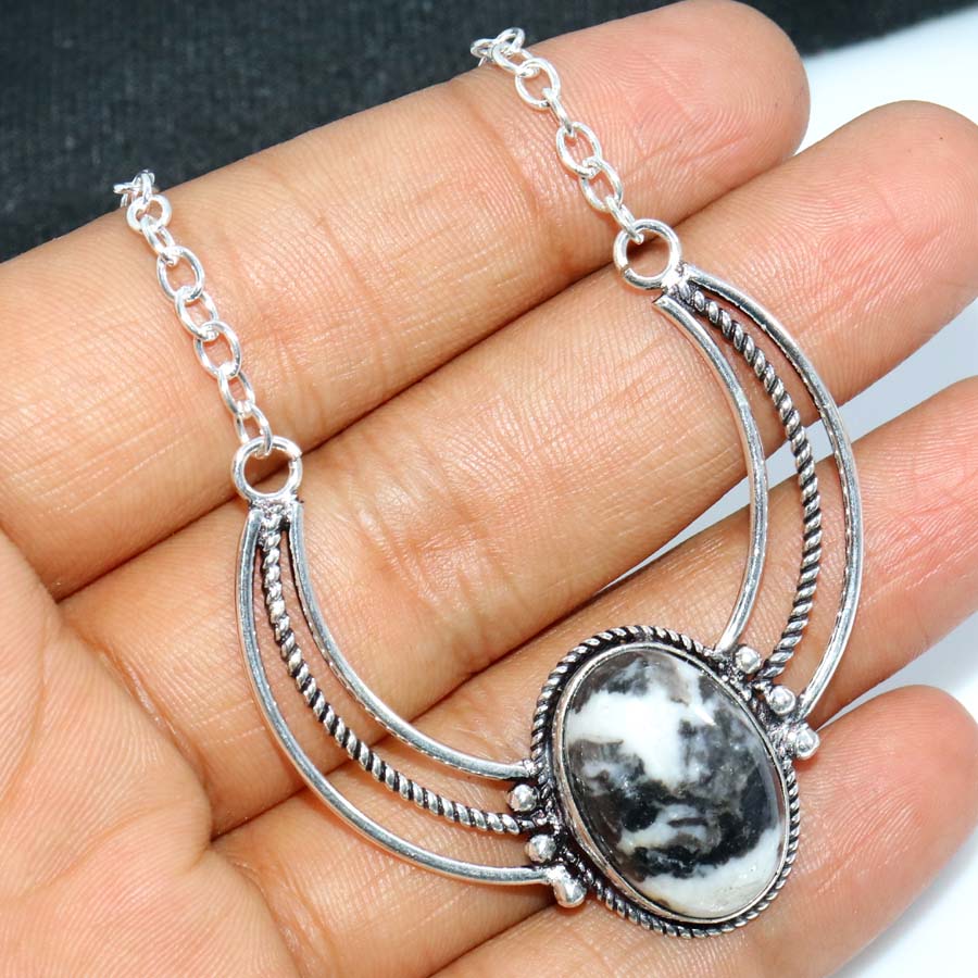 Outstanding White Buffalo Turquoise 925 Silver Plated Necklace 19" Trendy I0s66