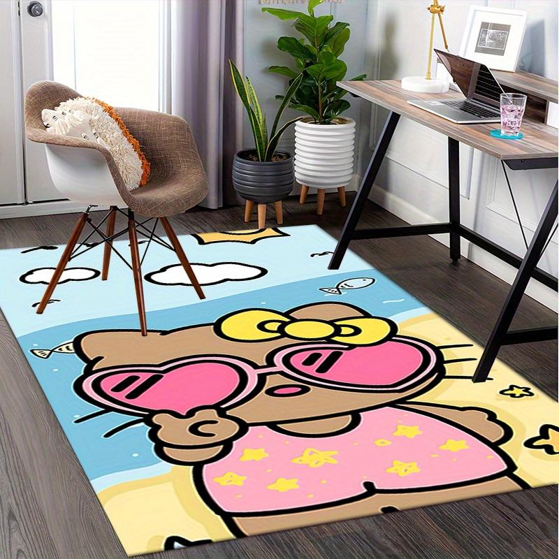 Office Rug Hello Kitty, Summer Beach Anti-Slip Rug, Machine Washable for Living Room, Bedroom, Office, Multiple Sizes, Bedroom Mat, Decorative Mat, Du