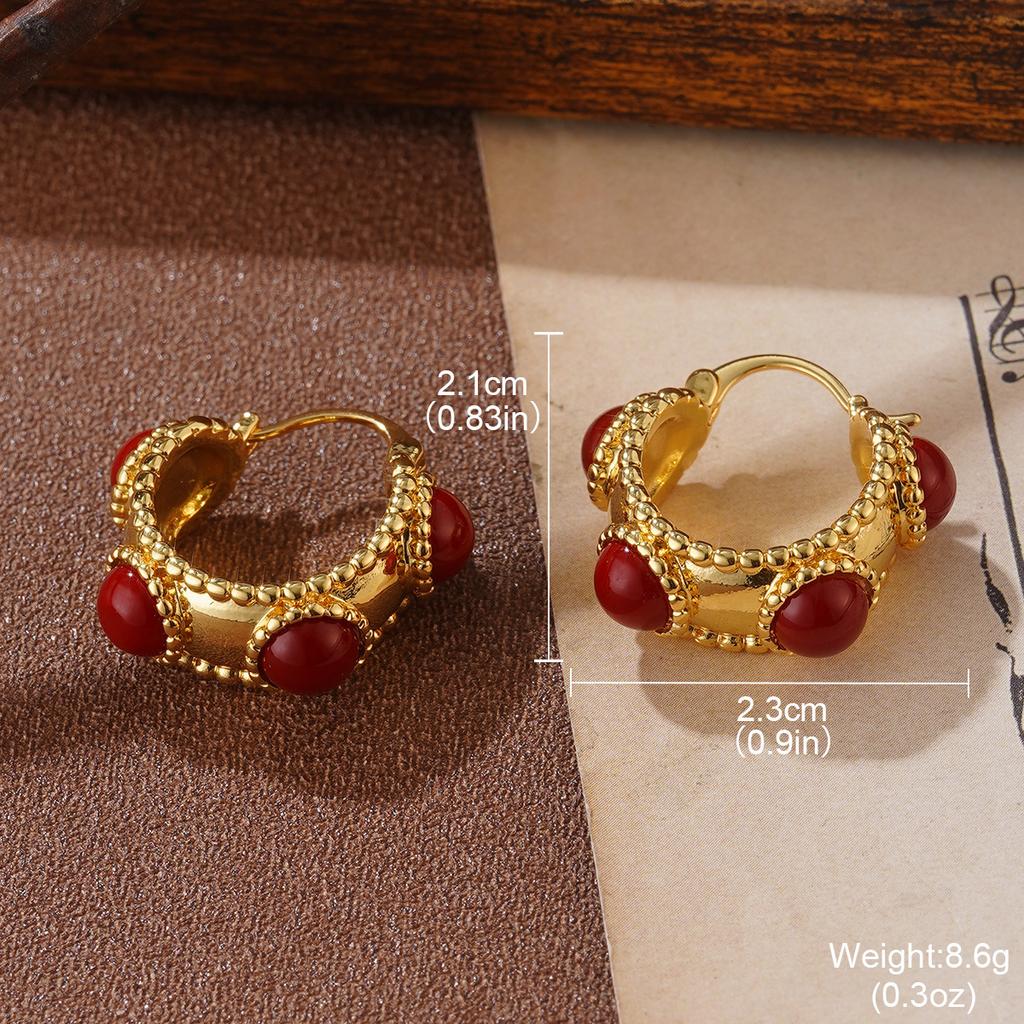 Retro court style painted stud earrings color matching flower glaze enamel design ring simple atmosphere high-end earrings