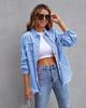 Dame Europeisk og Amerikansk Stil Ensfarget Ripped Denimjakke
