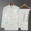 Men's Retro Ice Silk Long-Sleeved Tang Suit for Spring/Summer - Middle-Aged & Elderly Hanfu Tai Chi Outfit