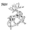Formal Dinner Table Decor Christmas Deer Napkin Ring, Faceted Metal Elk Holder, Reusable Silver Ring for Xmas Holiday Wedding Receptions Dining