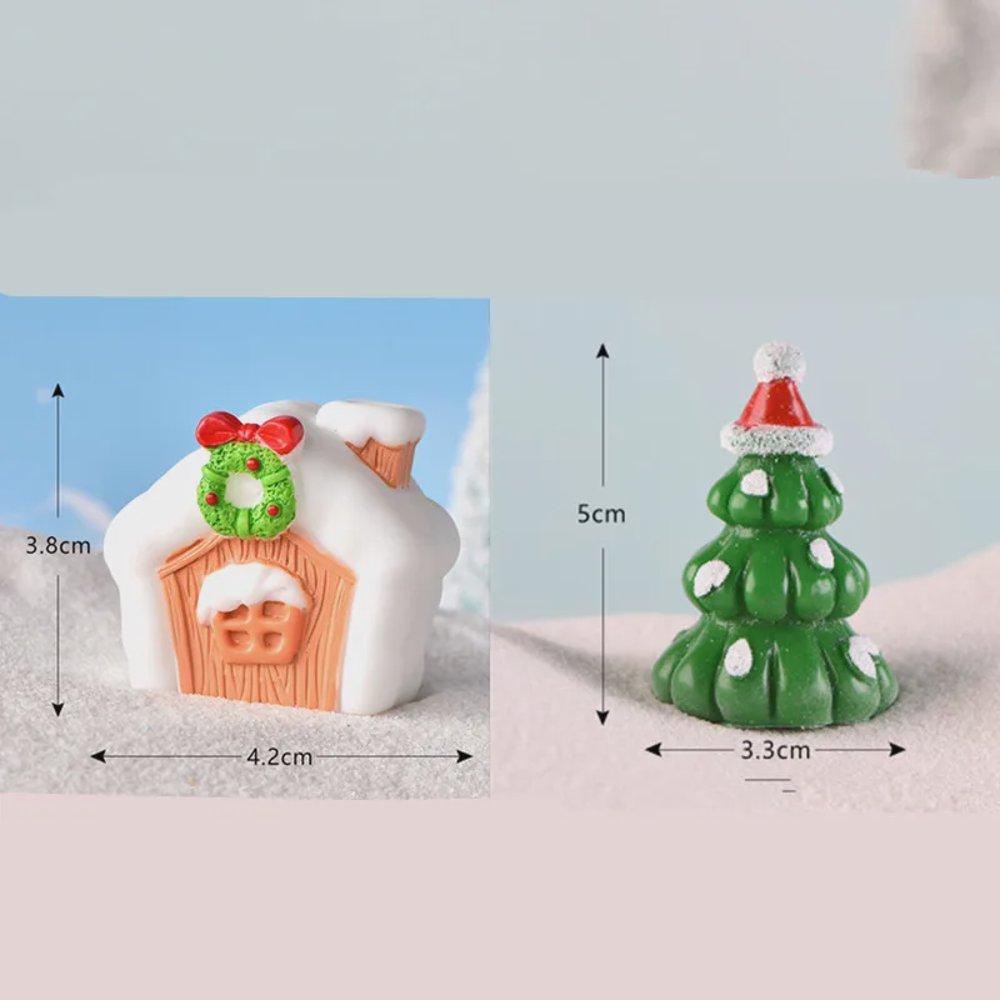 8pcs Miniature Christmas Figurine Set Christmas Decoration Fairy Snowman Santa Claus Miniature Figurines Xmas Gifts DIY Home Decor