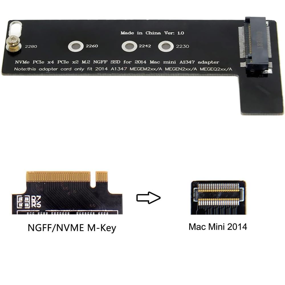 NGFF NVMe SSD Converter Card for 2014 Mac Mini A1347 MEGEN2 MEGEM2 MEGEQ2 M.2 M-Key