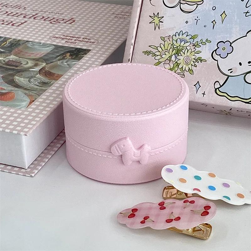 1ks INS roztomilá kulatá úložná krabička s mašlí pro makronky, kawaii dívky, šperky, sponky do vlasů, prachotěsná krabička, cestovní přenosný organizér na drobnosti