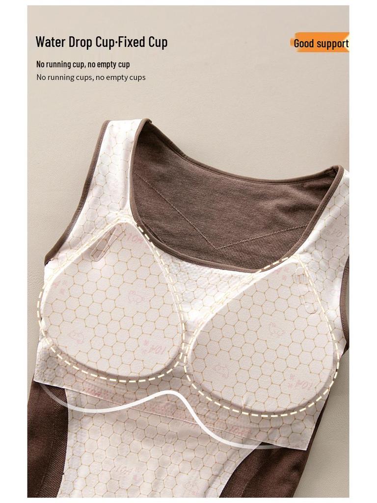 Women's Breathable Warm Vest with Chest Pad - Jelly Strip Lift Base Layer Undershirt