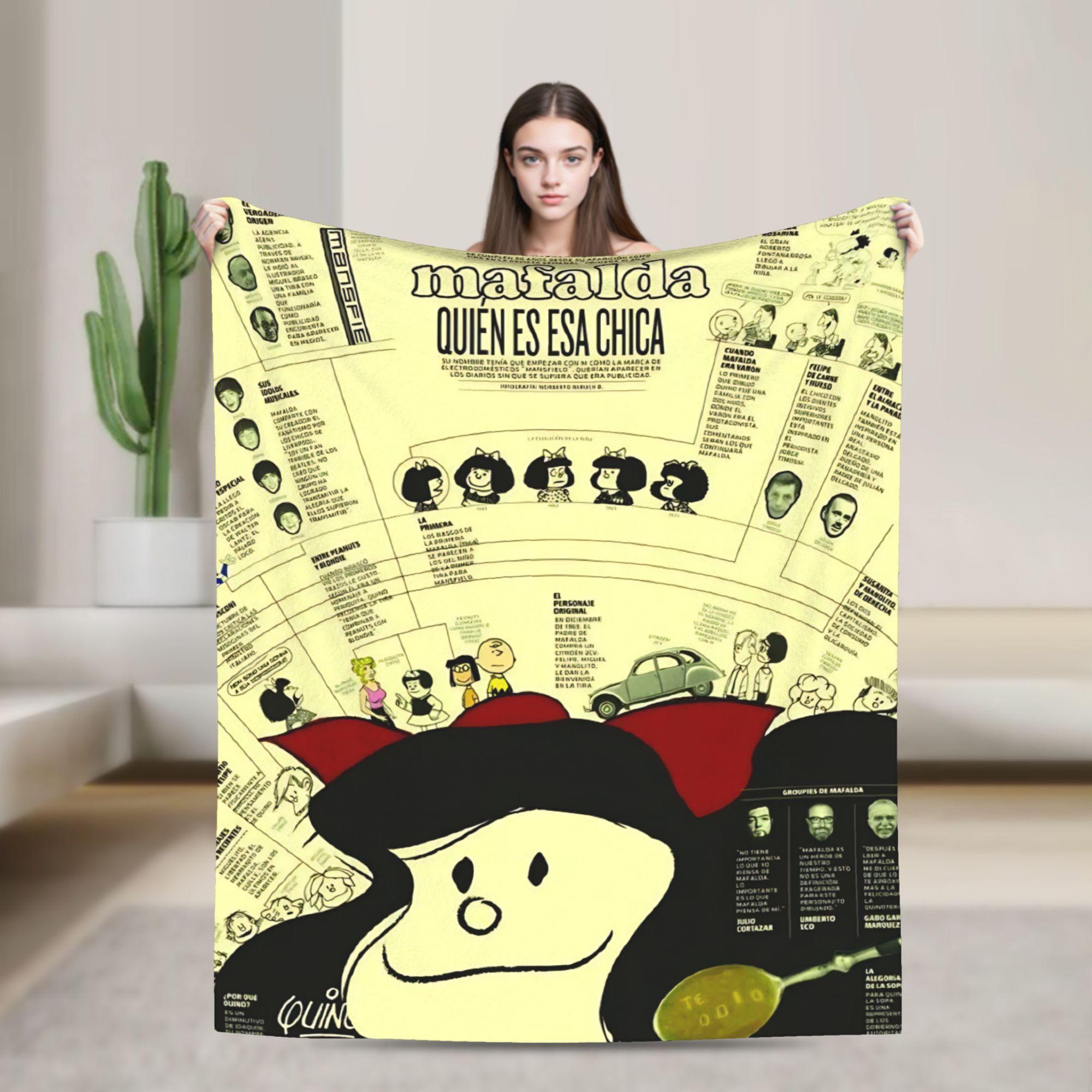 Super Soft Blanket Airplane Travel Mafaldas Cartoon Throw Blanket Flannel Bedspread For Living Room Funny Sofa Bed Cover 75X95CM