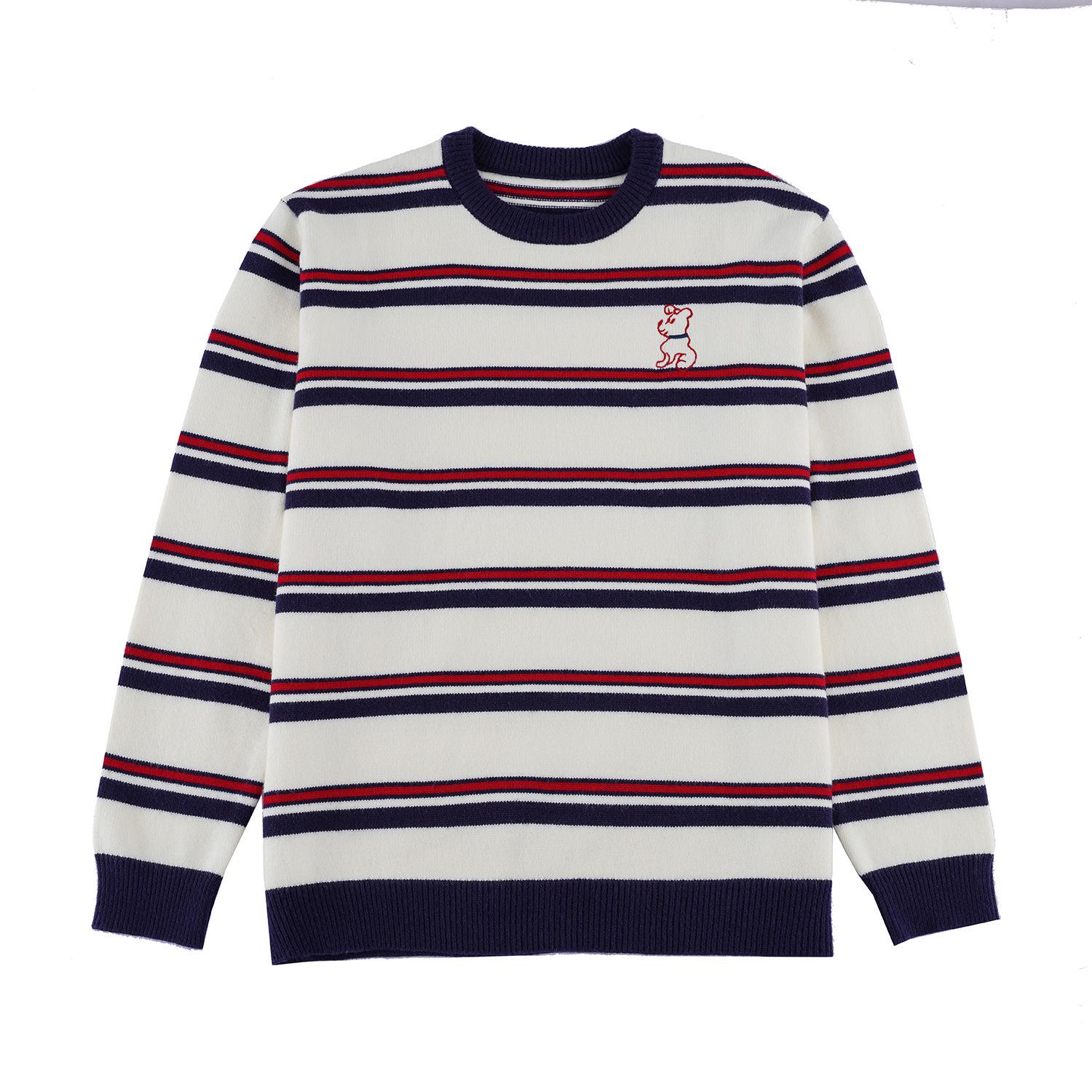 Autumn-Winter Korean Style Family Knitwear: Striped Men s Sweater & Women s Cardigan Set 80