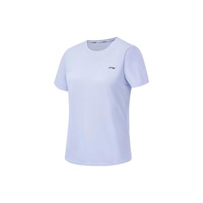 Li Ning Camiseta Lisa Refletiva de Manga Curta Respirável de Secagem Rápida Feminina Tops Azul-Céu ATST082-8