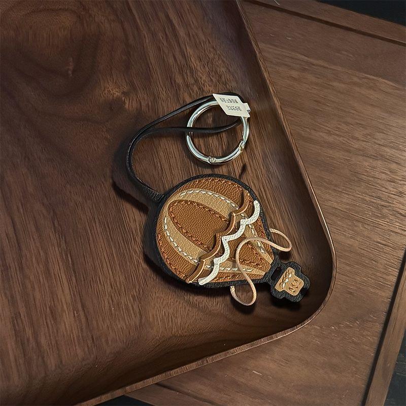 Brown Hot Air Balloon Leather Bag Charm Backpack Pendant High-End Handmade Keychain Cute