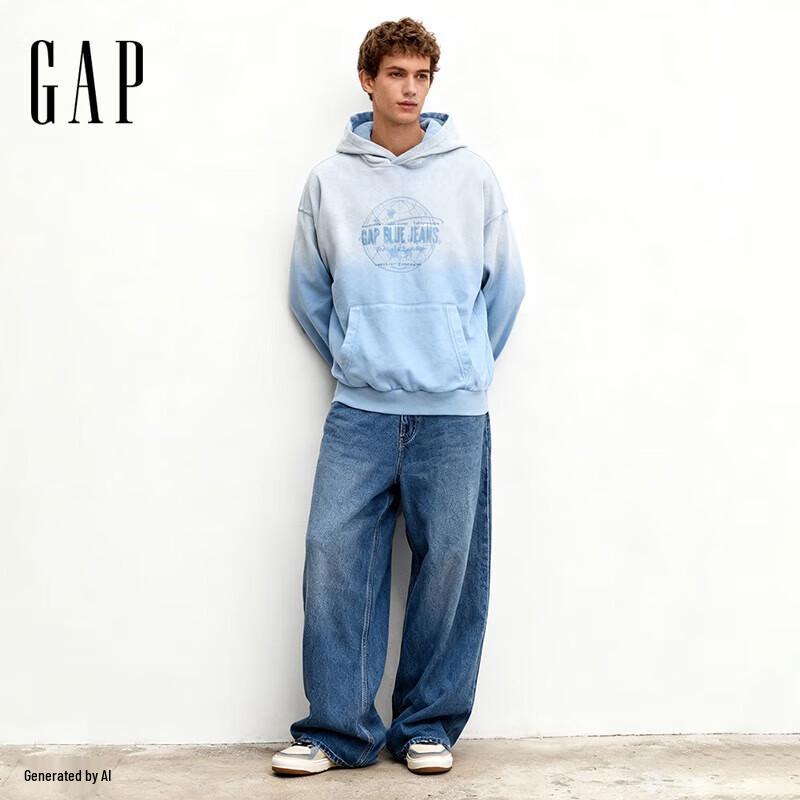 Толстовка с капюшоном унисекс Gap из плотного махрового трикотажа с логотипом, свободного кроя L (Asian Fit)