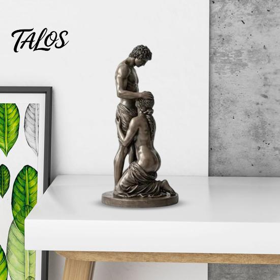 Distressed Bronze Statue Ornament, Mythology Collectible Bookshelf Vintage Ornament with Texture Anniversary Gift Sculpture Wrinkled Clothing Pattern