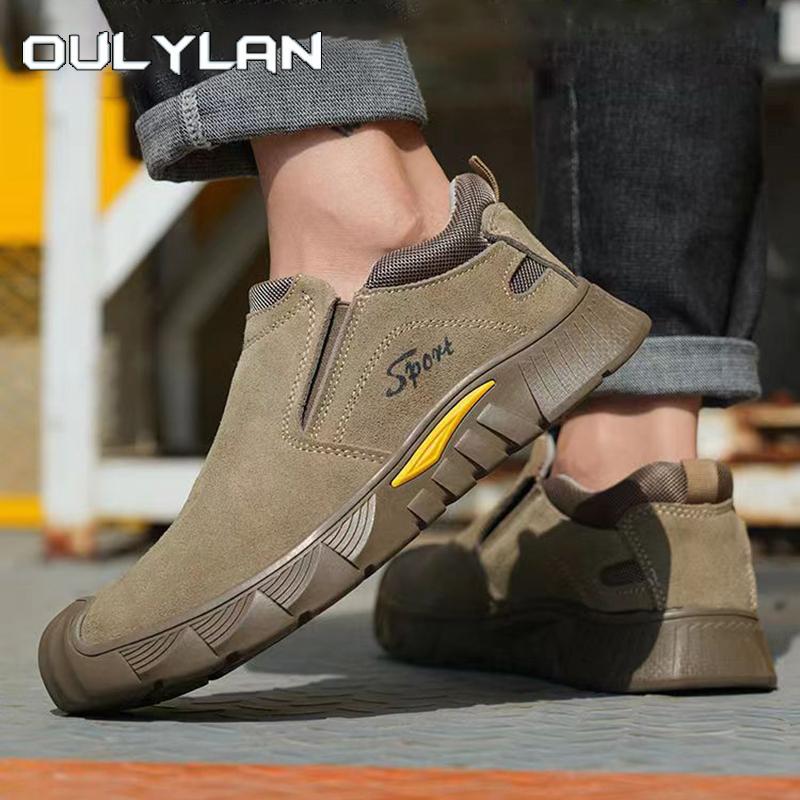 Oulylan Antislip Round Toe Safety Boots Anti-Smash Work Shoes Men Wear Resistant Labor Footwear For Working Large Size 38 To 45