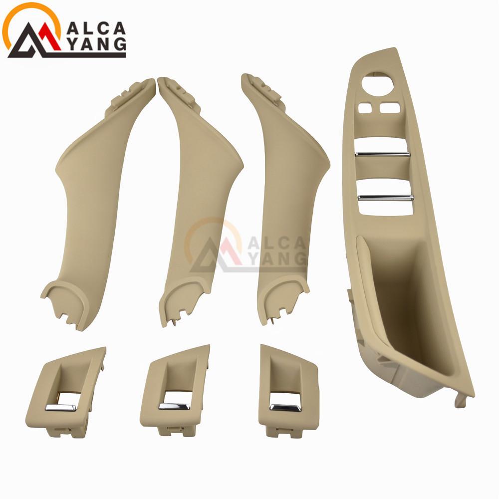 4/7PCS Set Right Hand Drive RHD For BMW 5 Series F10 F11 520 525 Red Wine Gray Car Interior Door Handle Inner Panel Pull