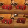 Gray Wooden Vintage Storage Box With Lock For Jewelry Organizer Decoration Home