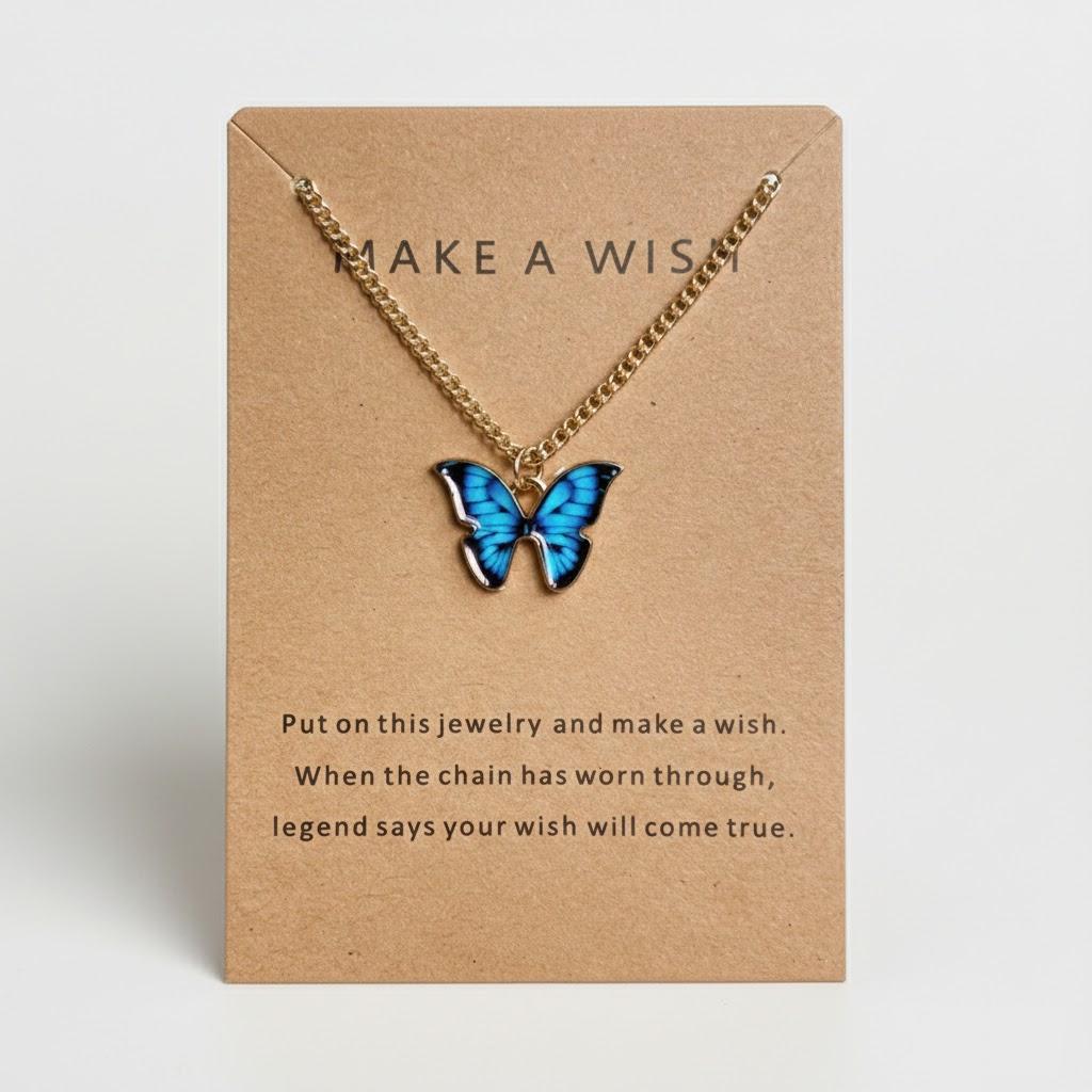 

Bohemian Alloy Butterfly Pendant Necklace Clavicle Chain Women Girls Fashion Jewelry Gift 4 Colors Available синий