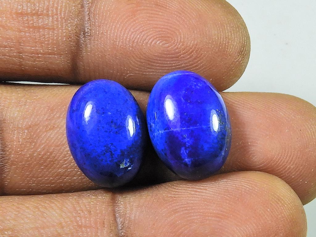19Cts AAA Natural Lapis Lazuli Oval Cabochon Loose Gemstone 2Pcs Lot 11X15MM RQ-1886