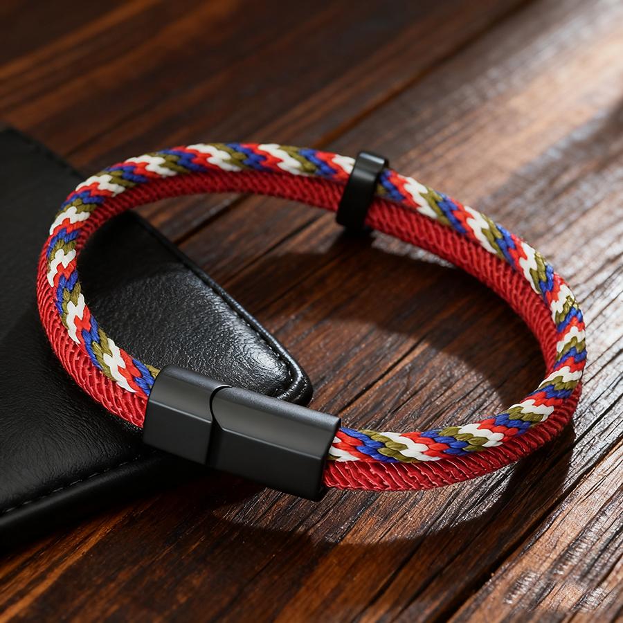 Stilvolles Kordelkettenarmband für Herren 5 Farben erhältlich Magnetischer Verschluss Lässiges Vielseitiges Accessoire Klasse A Kordelarmband Homme