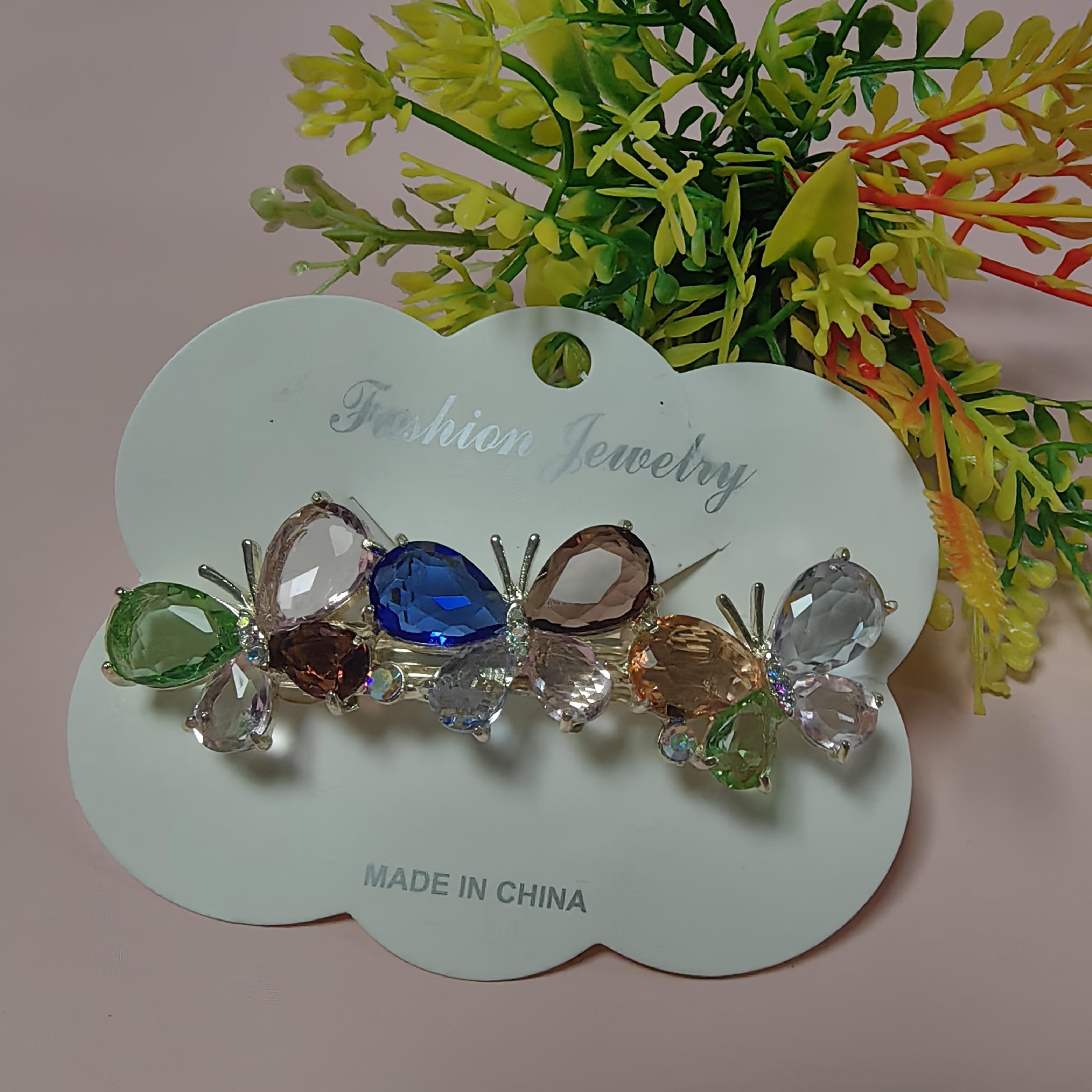 Crystal Rhinestones Hair Barrettes French Clip Vintage Butterfly Spring Clip Hair Fashion Clips For Women