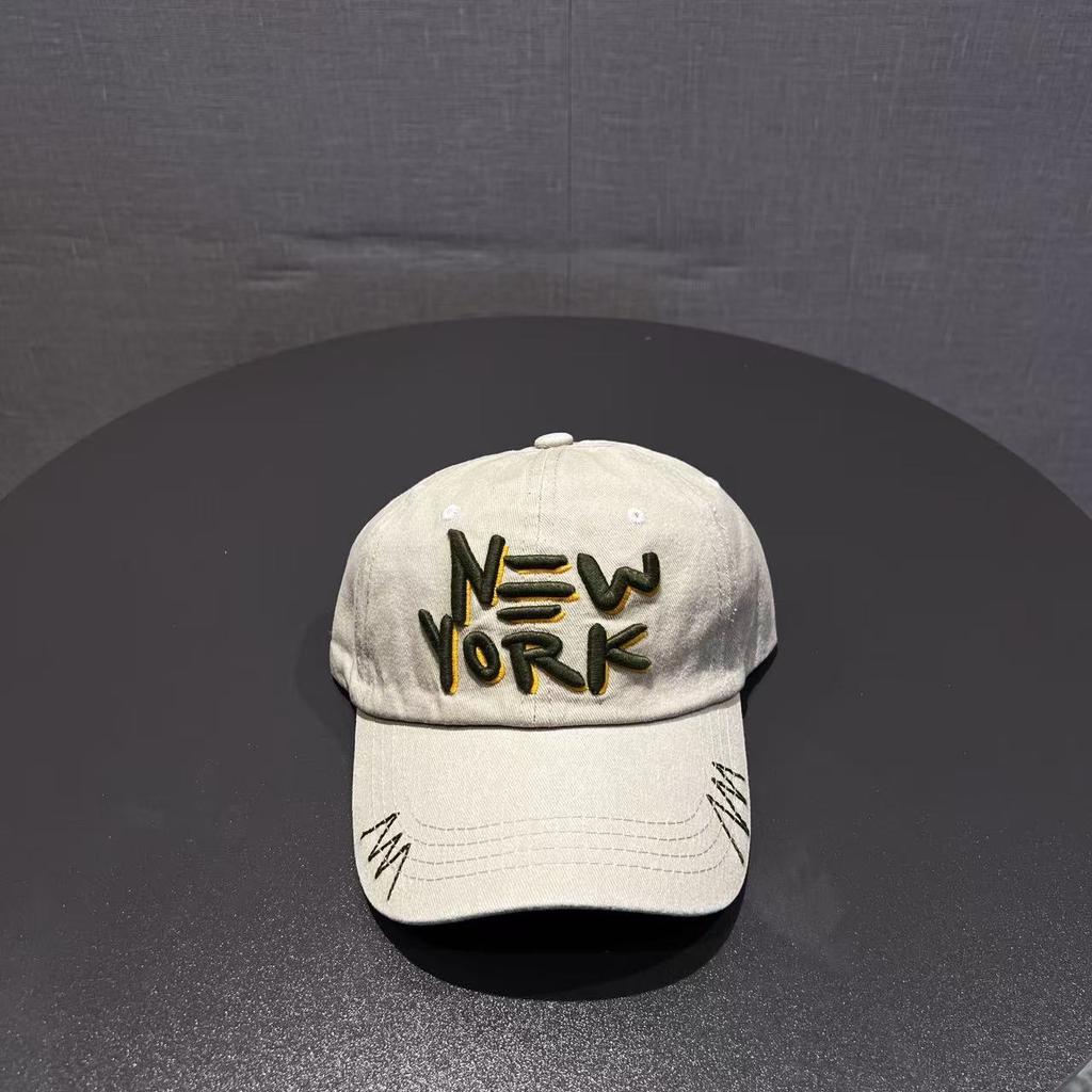 Washed Cotton Baseball Cap New Men's Curved Brim Cap Outdoor Sunshade Sun Protection Hat Retro Trendy