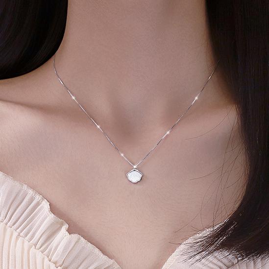 PONYKISS  Sterling Silver Shell Pendant Chains Necklaces for Women Cute Animal Fine  Minimalist Accessories In Summer