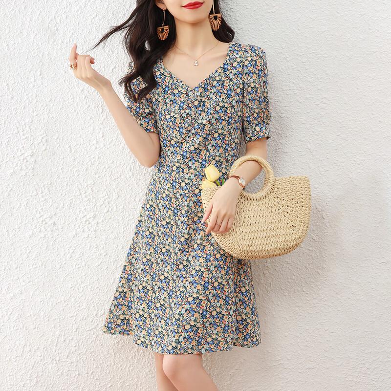 Srcr Floral Print V-Neck Chiffon Midi Dress