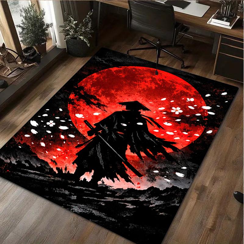 1Pc Samurai Print Rug - home decoration Carpet For Living Room Bedroom Flooring Computer Chair Area Rug