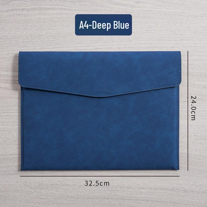 A4 Waterproof Leather Document Briefcase with Snap Closure and Large Capacity