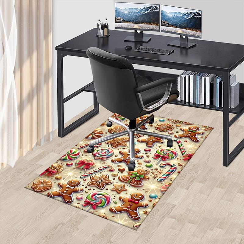 

Christmas Gingerbread Man Chair Mat - Anti-Slip Rug for Office, Home Decor, Living Room, Bedroom, Game Room & Dormitory Carpet (Anime Cartoon Design). 60cm by 90cm