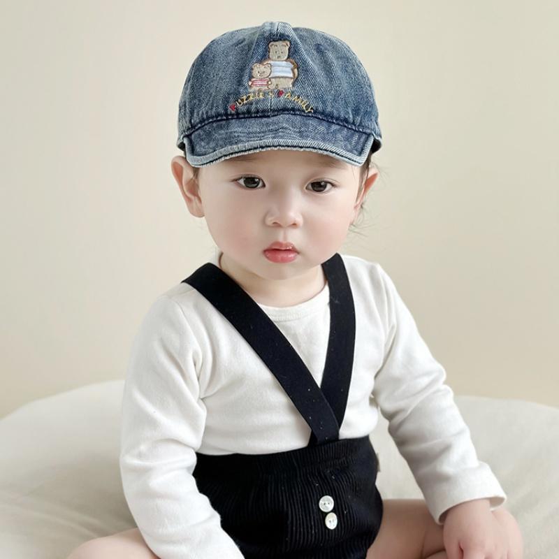 Baby Peaked Cap Embroidered Bear Baseball Hat Soft Brimmed Kids Hat