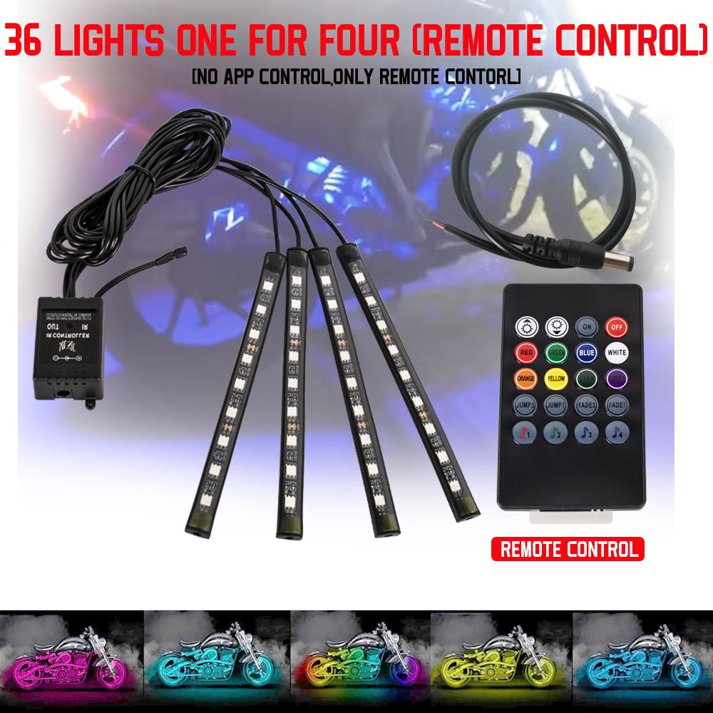 12V Car Motors Decor Lamp 4IN1 Waterproof LED RGB Color Car Lighting Flexible Strip Light Motorcycle Accessories