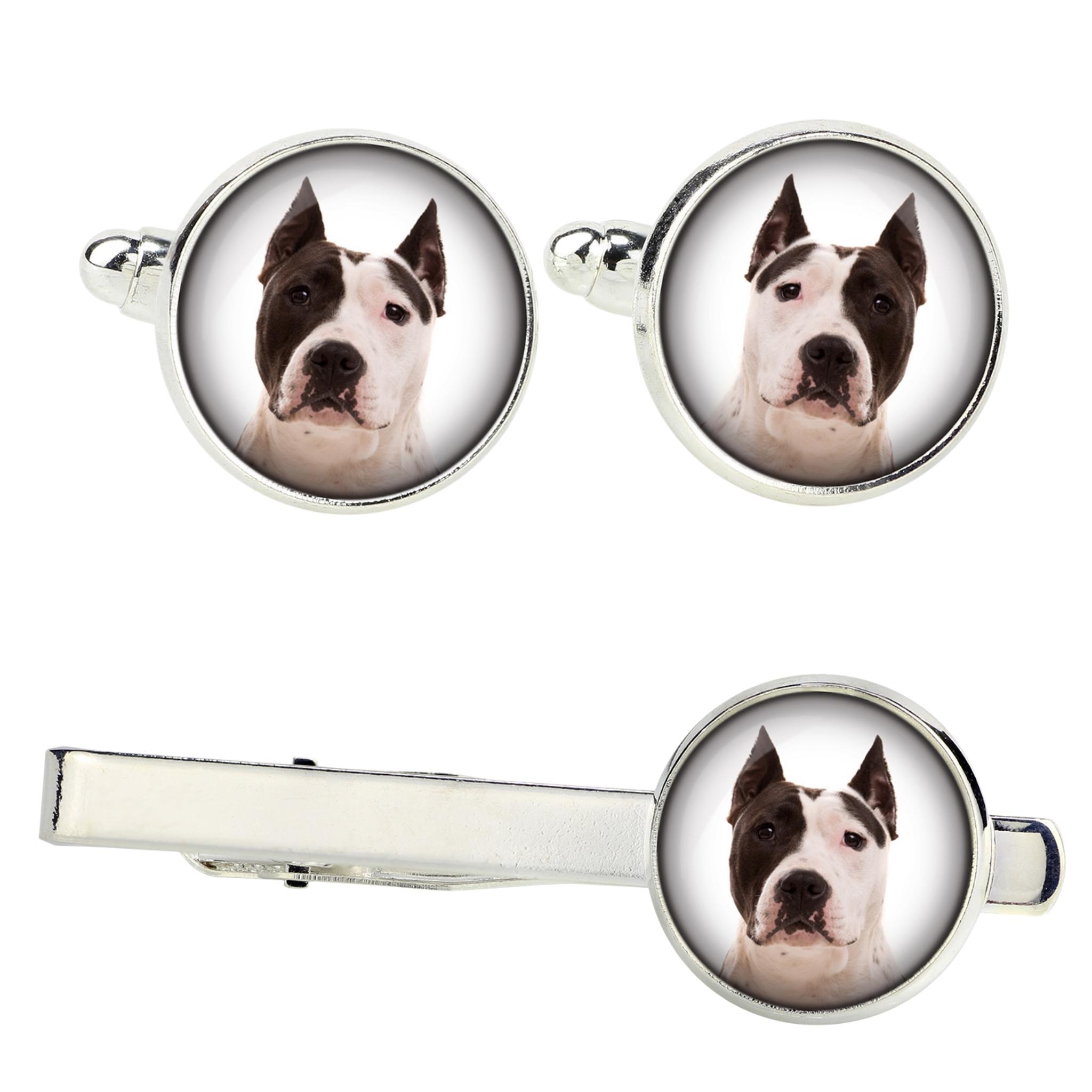 

American Staffordshire Terrier, Amstaff - cufflinks and tie with your photo, a suit decoration, men s jewelry from the Art-Dog brand. срібний