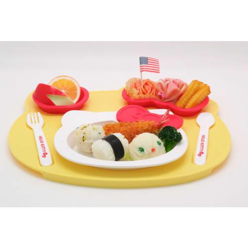 OSK Hello Kitty Plate Set, Made in Japan, Dishwasher Safe, Stylish and Cute for Girls and Children, Includes Plate, Spoon, and Fork (KP-18)