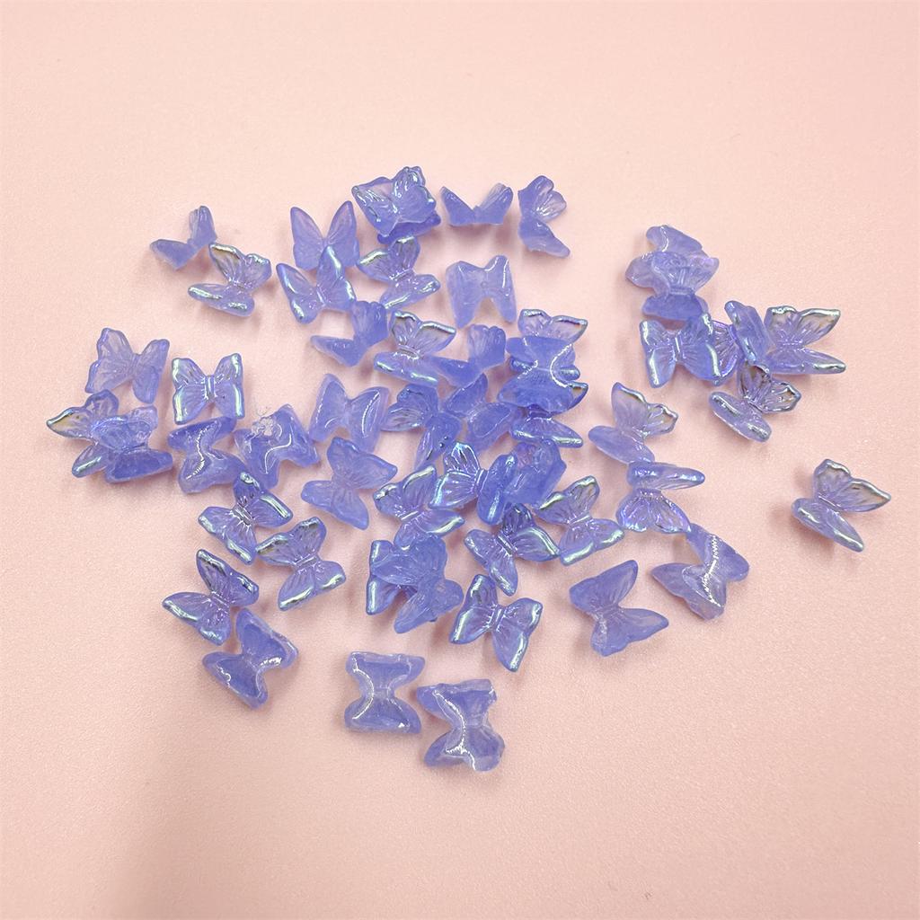 100Pcs 6mm AB Nail Art  Handmade No Holes Butterfly Shape Resion Beads Spacer Beads Loose DIY For Jewelry Makeing Charms Colour