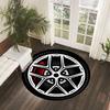 Car Wheel Rim Design Round Rug Flannel Soft Floor Mat for Garage Living Room Bedroom Decor Automotive Theme Home Accessories