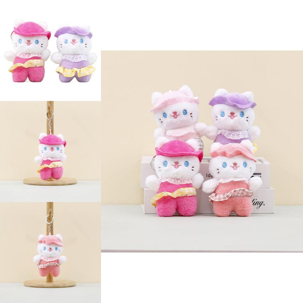 Adorable Plush Cat Keychain Accessory Cute Pink Kitten Doll With Soft Fur Material