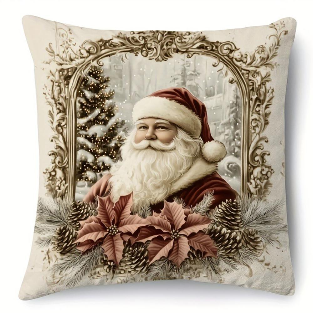 Christmas Decoration Pillow Cover Santa Claus Reindeer Christmas Tree Pattern Living Room Sofa Cushion Cover Home Decoration