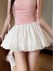 White Spicy Petite High Waist A-line Fluffy Skirt - Anti-Exposure Short Skirt for Women, Spring/Summer