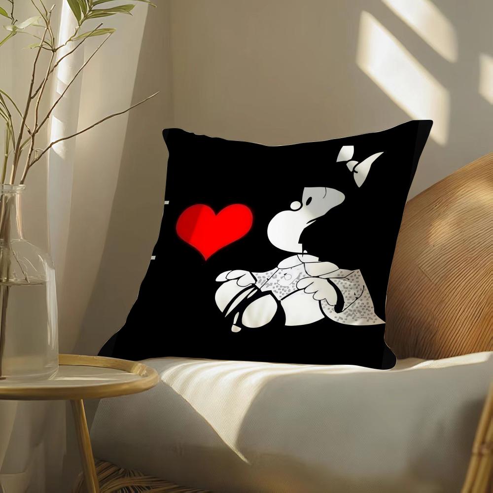 Quino Cartoon Cute Girl MafaldaM Cushion Cover Silky elegant Comfort Sofa Bed Invisible zipper Beach pillowcase