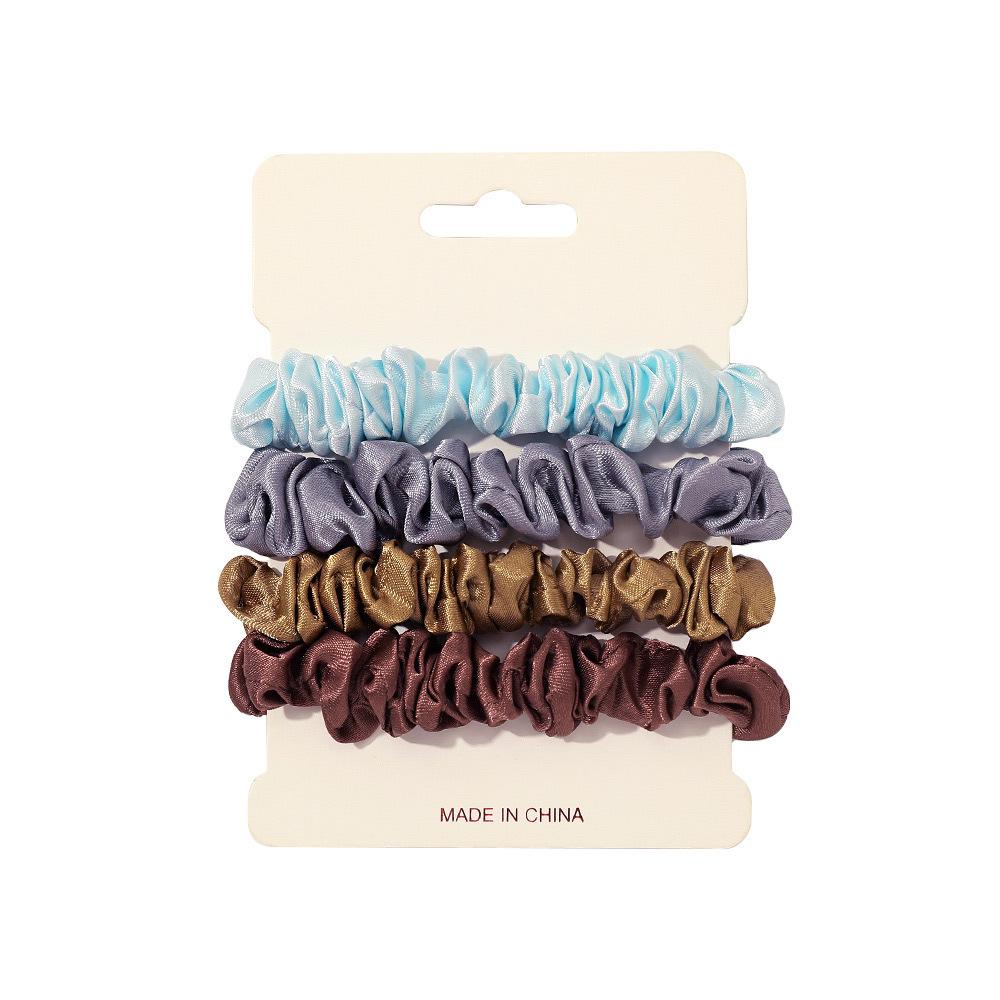 Cross-border Satin Hair Tie & Headband Set - Pig Intestine Style, Simple Ponytail, Leather Bun Tie