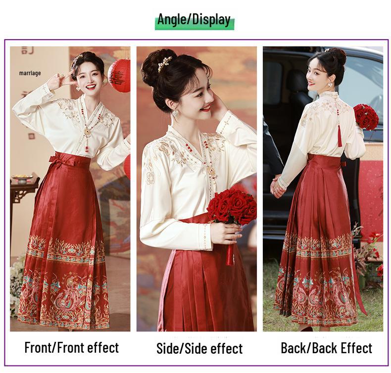 Ming Dynasty-inspired Embroidered Hanfu Skirt and Top Set