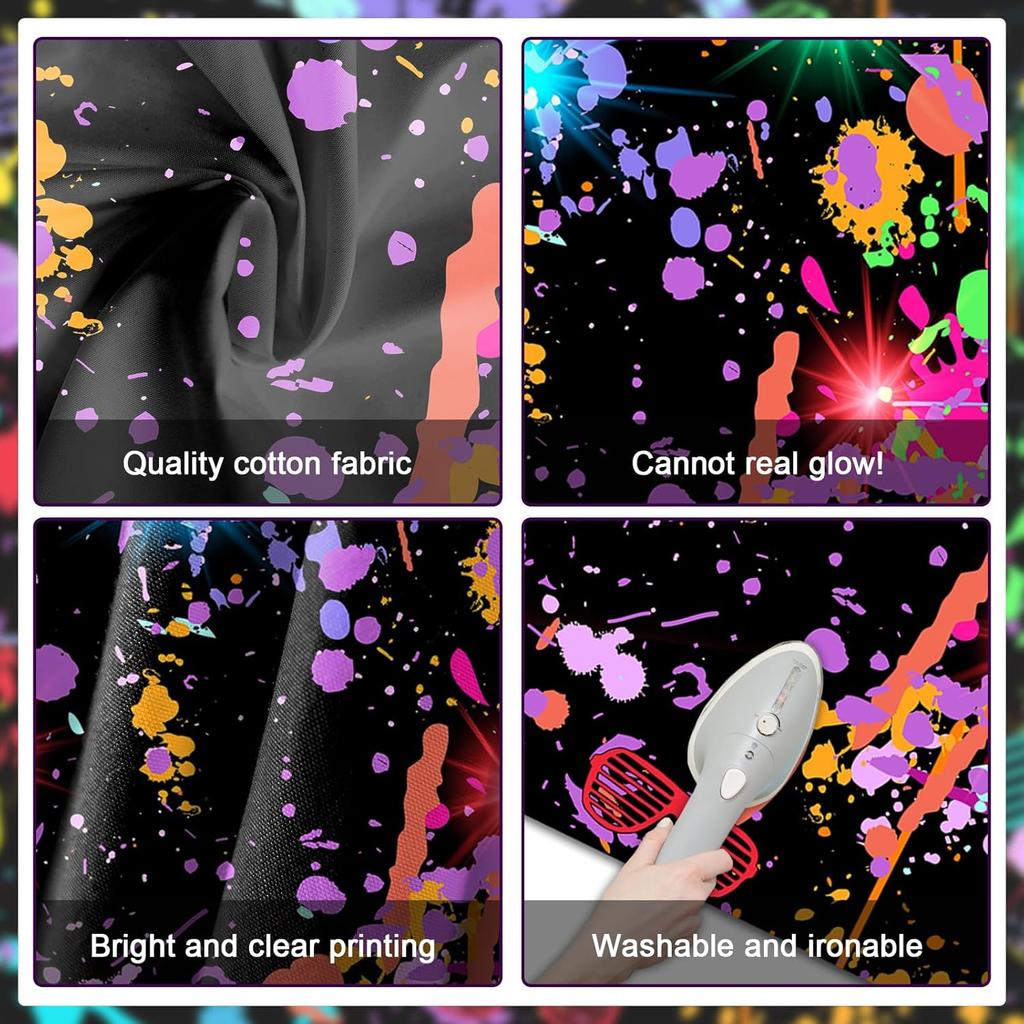 Avezano Neon Glow in The Dark Backdrop Paint Splatter Graffiti Glow Party 80s 90s Themed Birthday Background Colorful Neon Party Birthday Backdrops