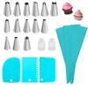 Piping Bags and Tips Set Cake DIY Decorating Kit with Stainless Steel Nozzle Reusable Silicone Pastry Cake Decorating Tools