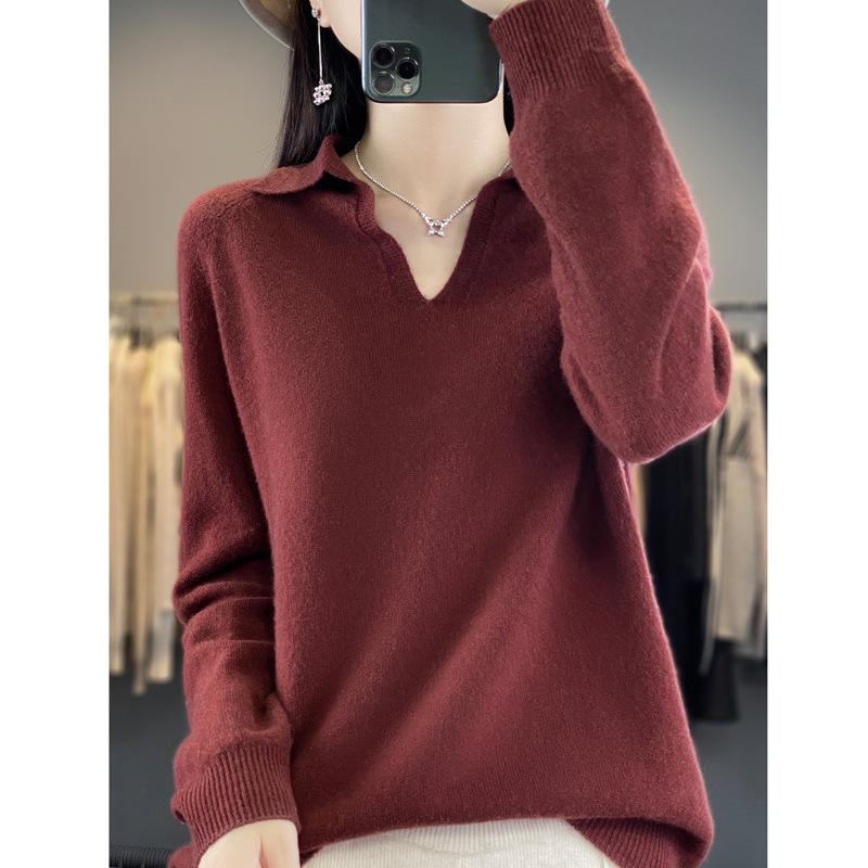 First-line Ready-to-wear Lapel Cardigan for Women In Autumn and Winter Loose and Versatile Cashmere Knitted Base Shirt Soft Pullover Sweater